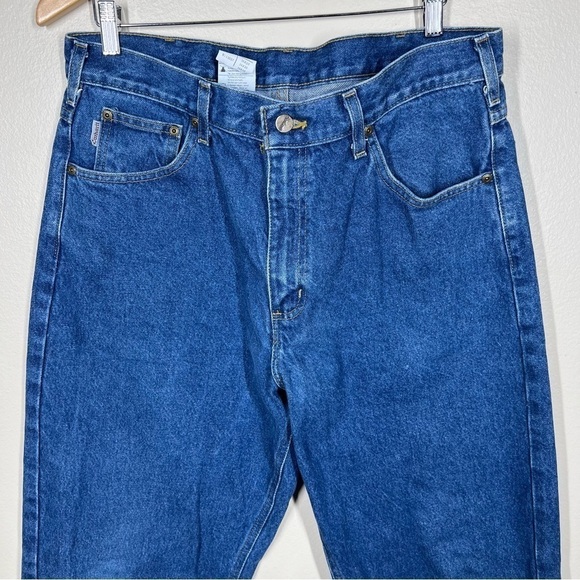 Carhartt Mens Straight Relaxed Fit Blue Denim Work Jeans 100% Cotton Size 36x30 - Picture 2 of 9